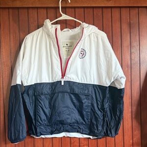 Abercrombie & Fitch White and Navy Pullover Jacket